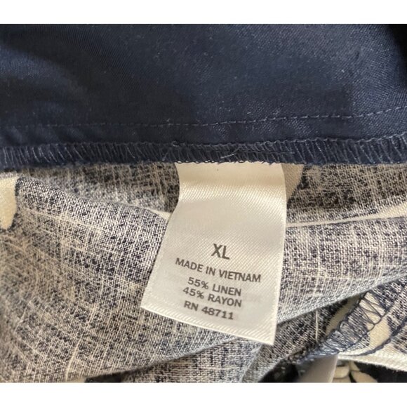 Ophelia Roe Womens XL Navy & White Floral Printed Shorts Pull On Linen Blend - Picture 7 of 11